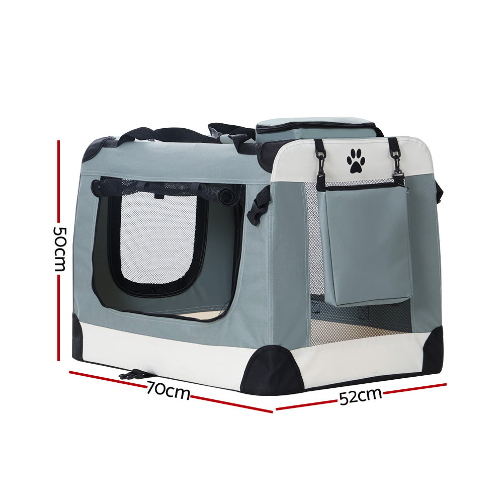 i.Pet Carrier Soft Crate Dog Cat Travel 70x52CM Portable Foldable Car