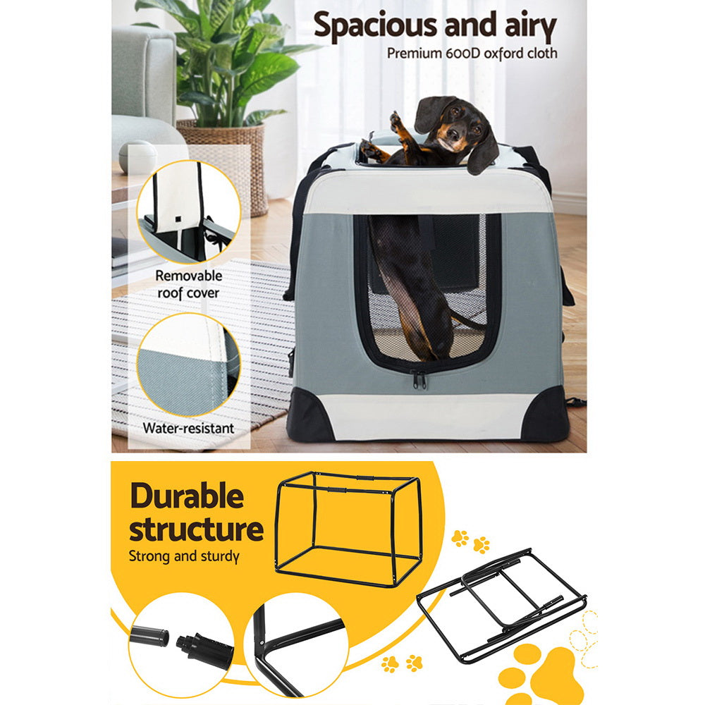 i.Pet Carrier Soft Crate Dog Cat Travel 70x52CM Portable Foldable Car