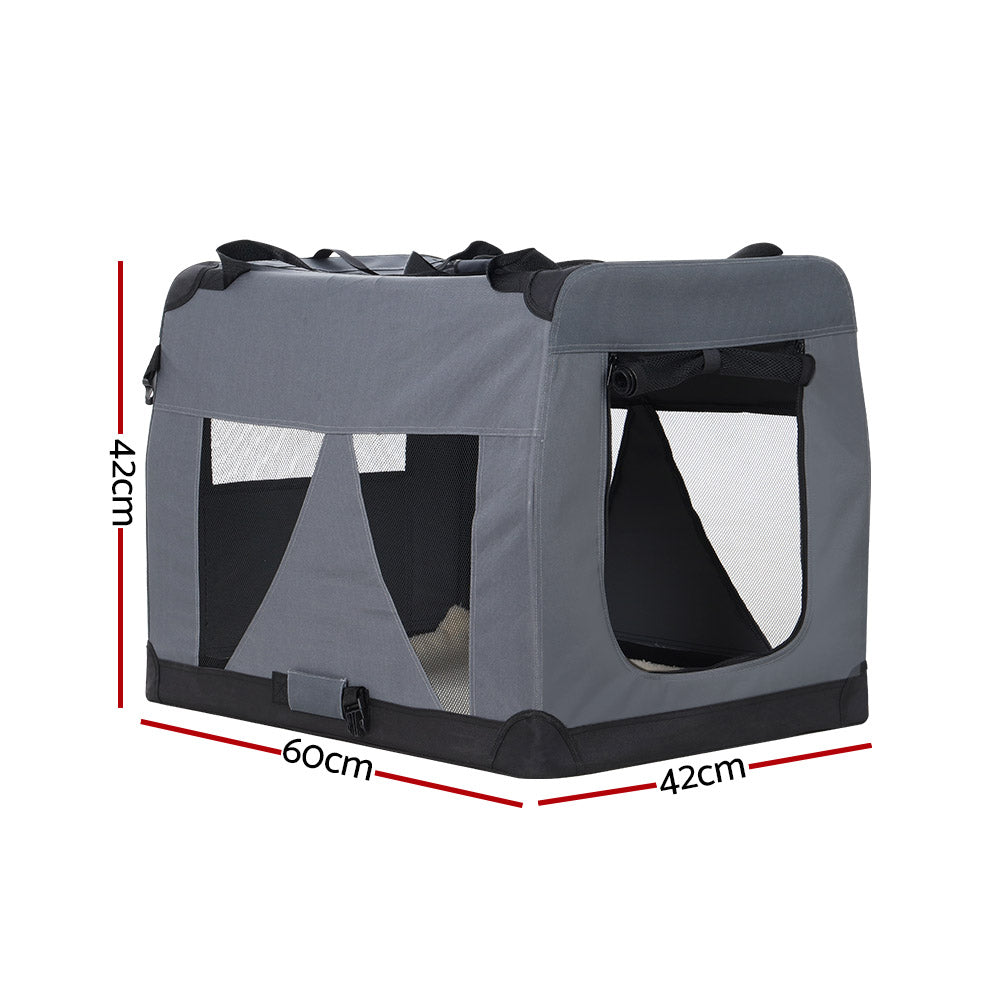 i.Pet Carrier Soft Crate Dog Cat Travel 60x42CM Portable Foldable Car