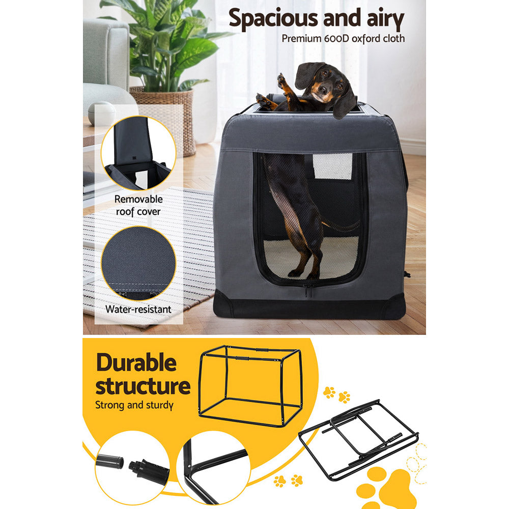 i.Pet Carrier Soft Crate Dog Cat Travel 60x42CM Portable Foldable Car