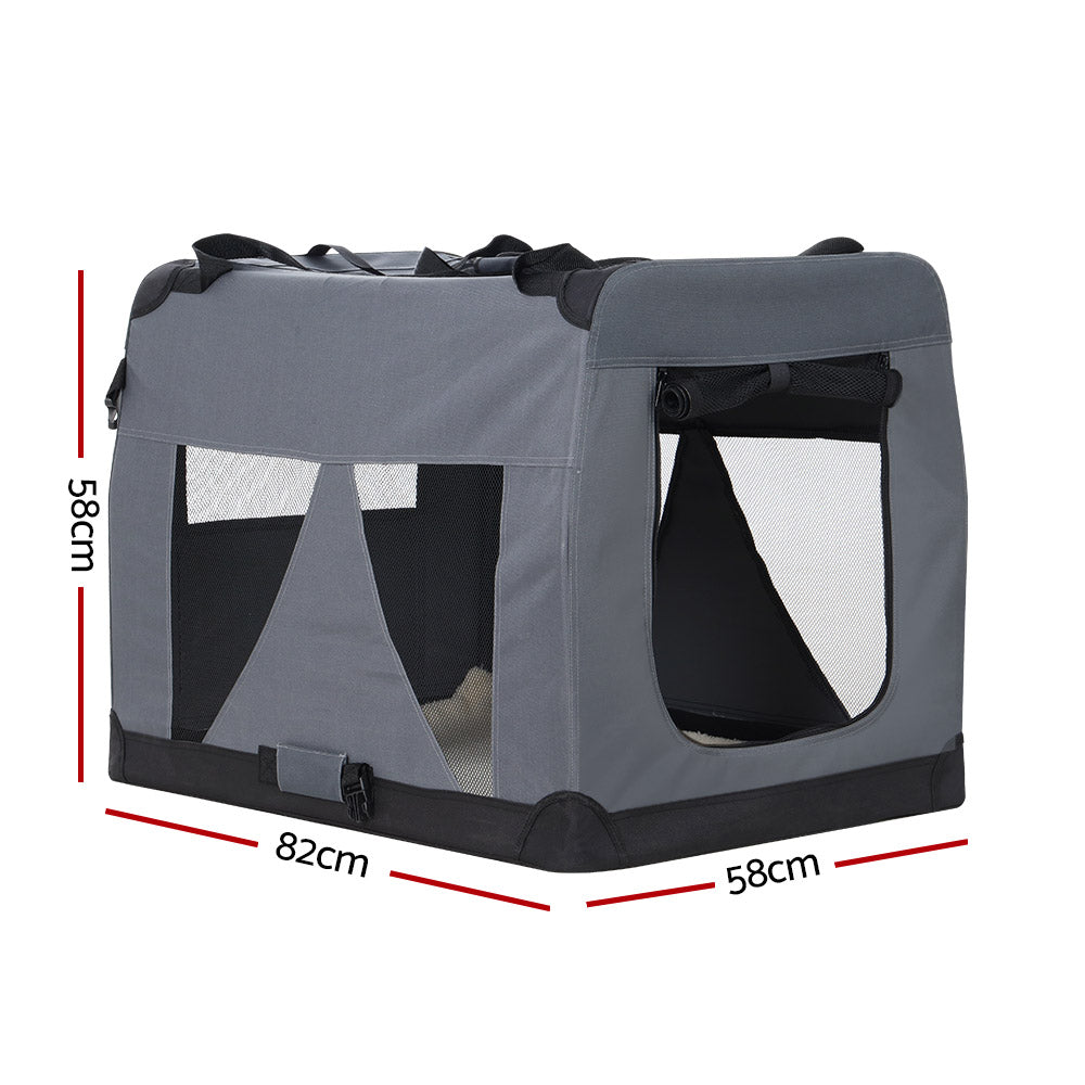i.Pet Carrier Soft Crate Dog Cat Travel 82x58CM Portable Foldable Car