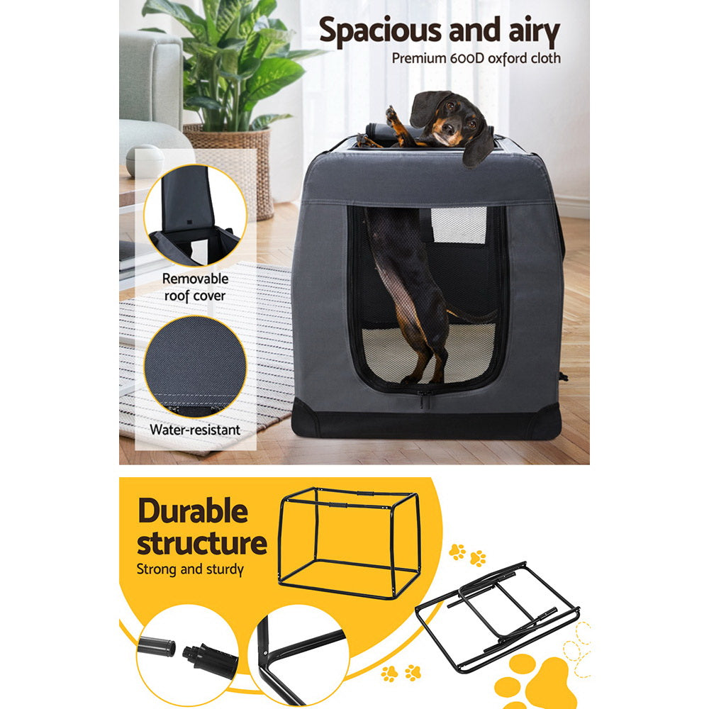 i.Pet Carrier Soft Crate Dog Cat Travel 82x58CM Portable Foldable Car
