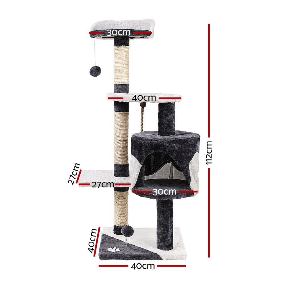 i.Pet Cat Tree 112cm Tower Scratching Post Scratcher Wood Condo House
