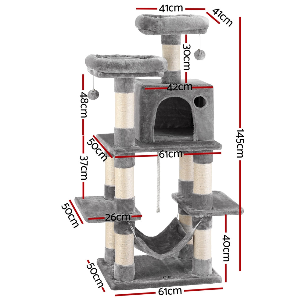 i.Pet Cat Tree 145cm Tower Scratching Post Trees Scratcher Condo