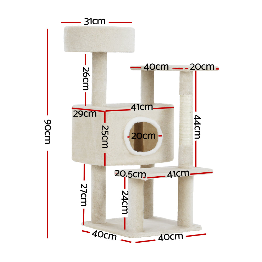 i.Pet Cat Tree 90cm Scratching Post Tower Scratcher Wood Condo House