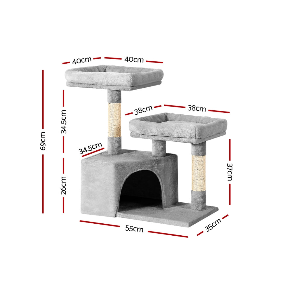 i.Pet Cat Tree 69cm Scratching Post Tower Scratcher Wood Condo House