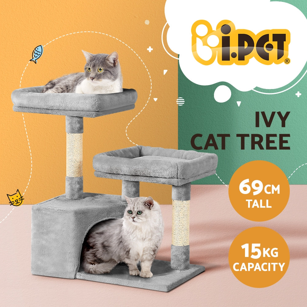 i.Pet Cat Tree 69cm Scratching Post Tower Scratcher Wood Condo House