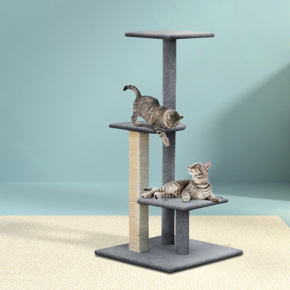 i.Pet Cat Tree 124cm Scratching Post Tower Scratcher Trees Wood Condo