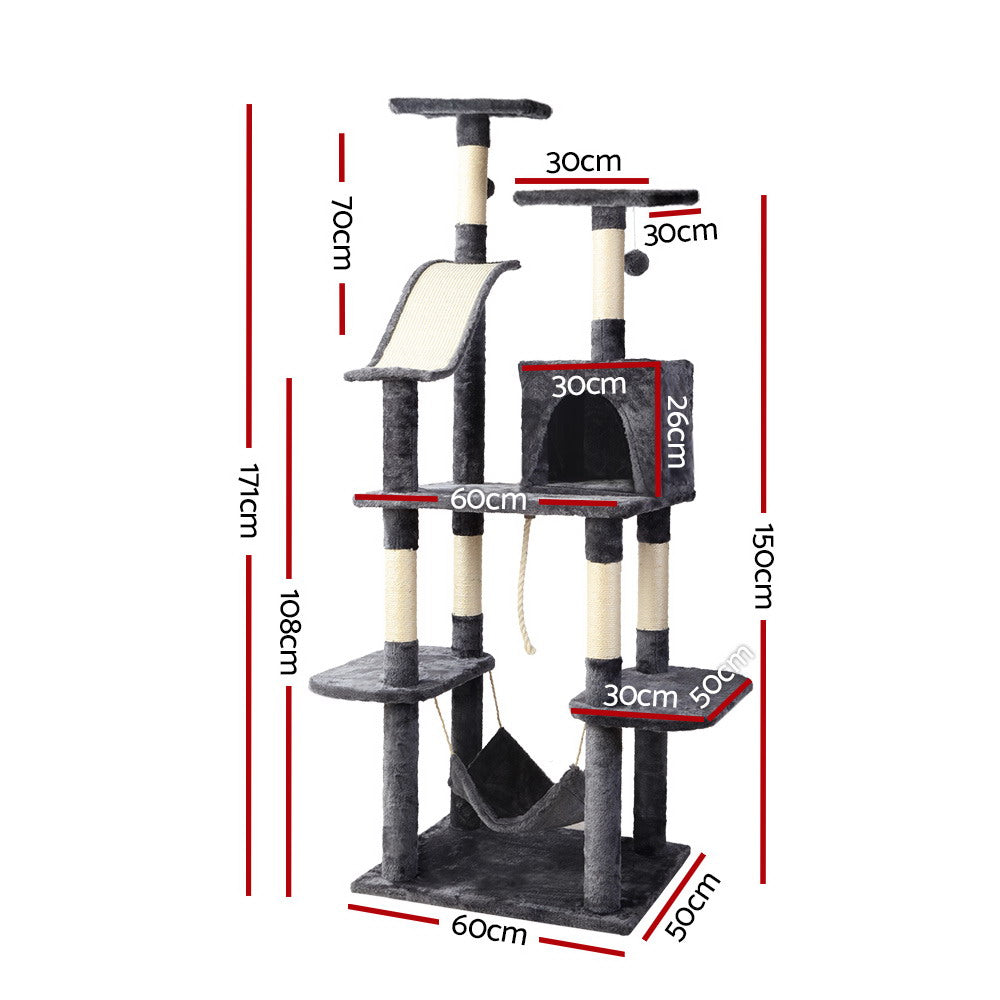 i.Pet Cat Tree 171cm Tower Scratching Post Scratcher Wooden Condo