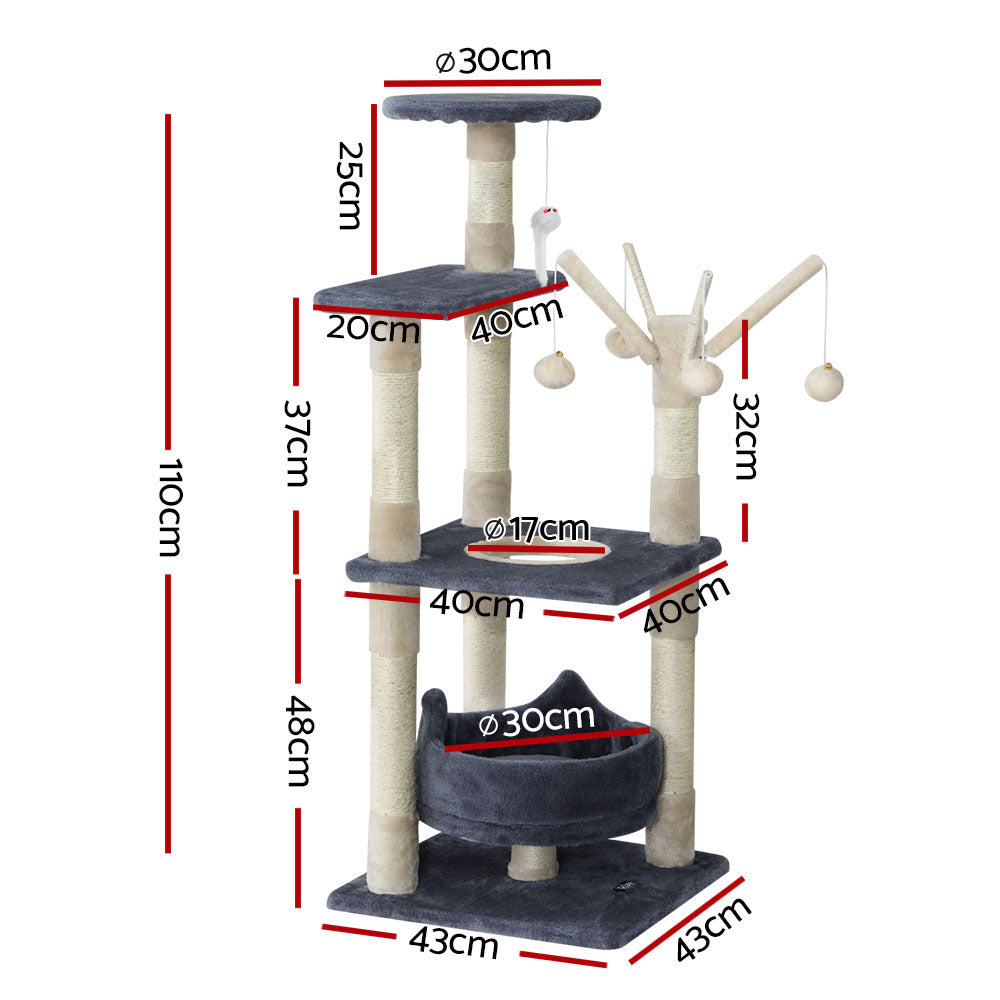 i.Pet Cat Tree 110cm Tower Scratching Post Scratcher Wood Condo House