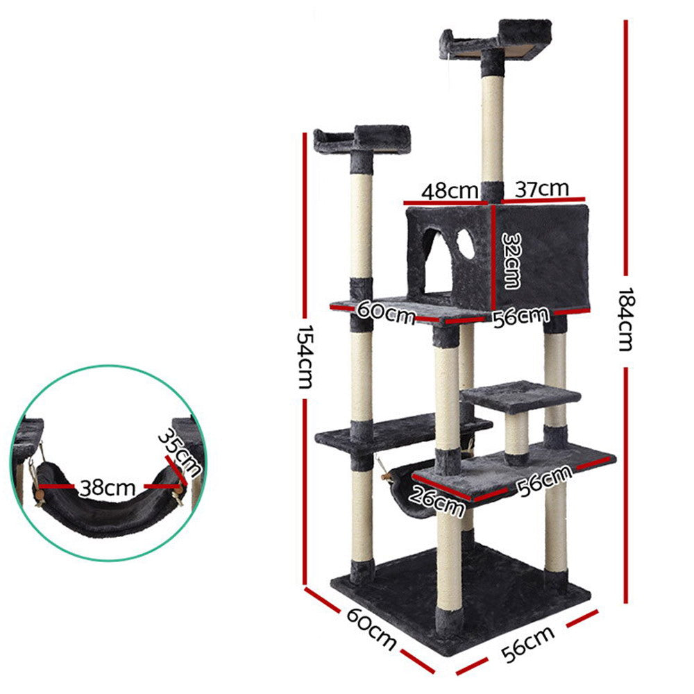 i.Pet Cat Tree 184cm Tower Scratching Post Scratcher Wood Trees Condo