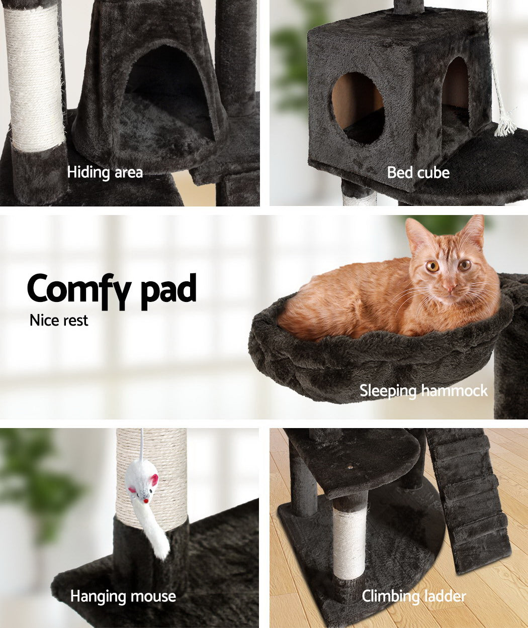 i.Pet Cat Tree 193cm Tower Scratching Post Scratcher Condo House
