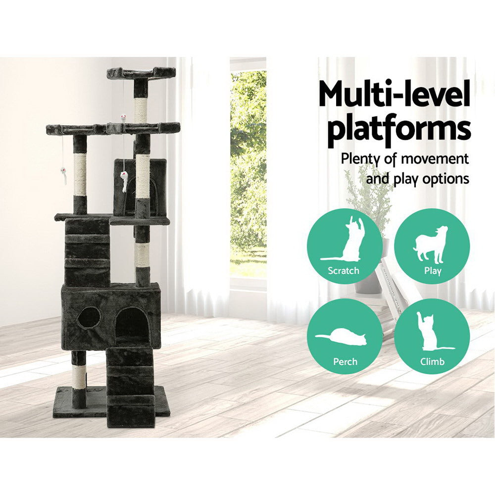 i.Pet Cat Tree, 180 cm, Sisal Scratching Posts, Grey, photo 3 of 6