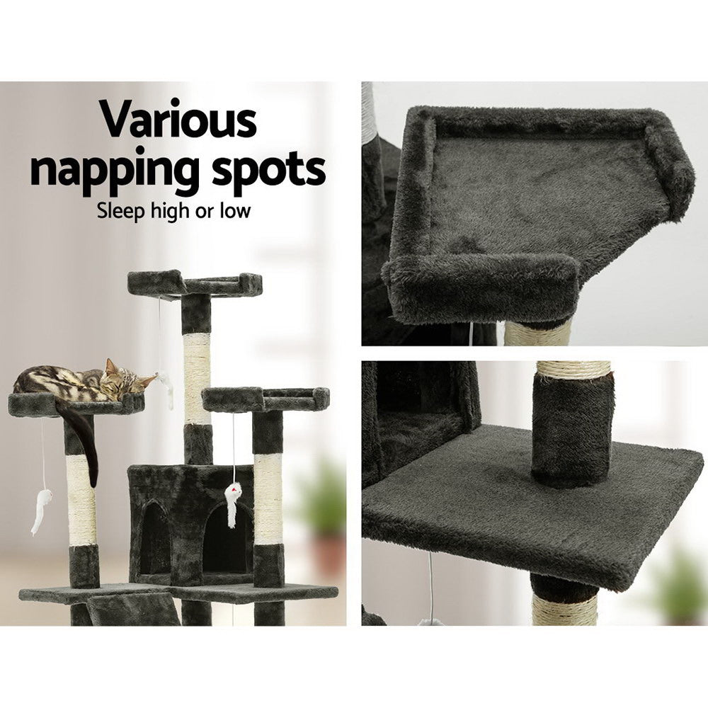 i.Pet Cat Tree, 180 cm, Sisal Scratching Posts, Grey, shown in a real setting, photo 5 of 6