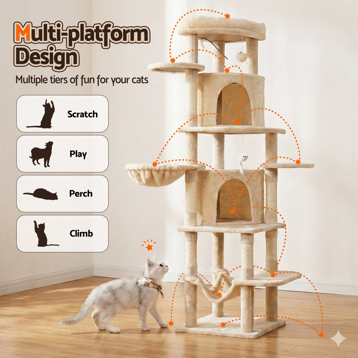 i.Pet Cat Tree Tower 167cm Large Scratching Post Furniture Scratcher
