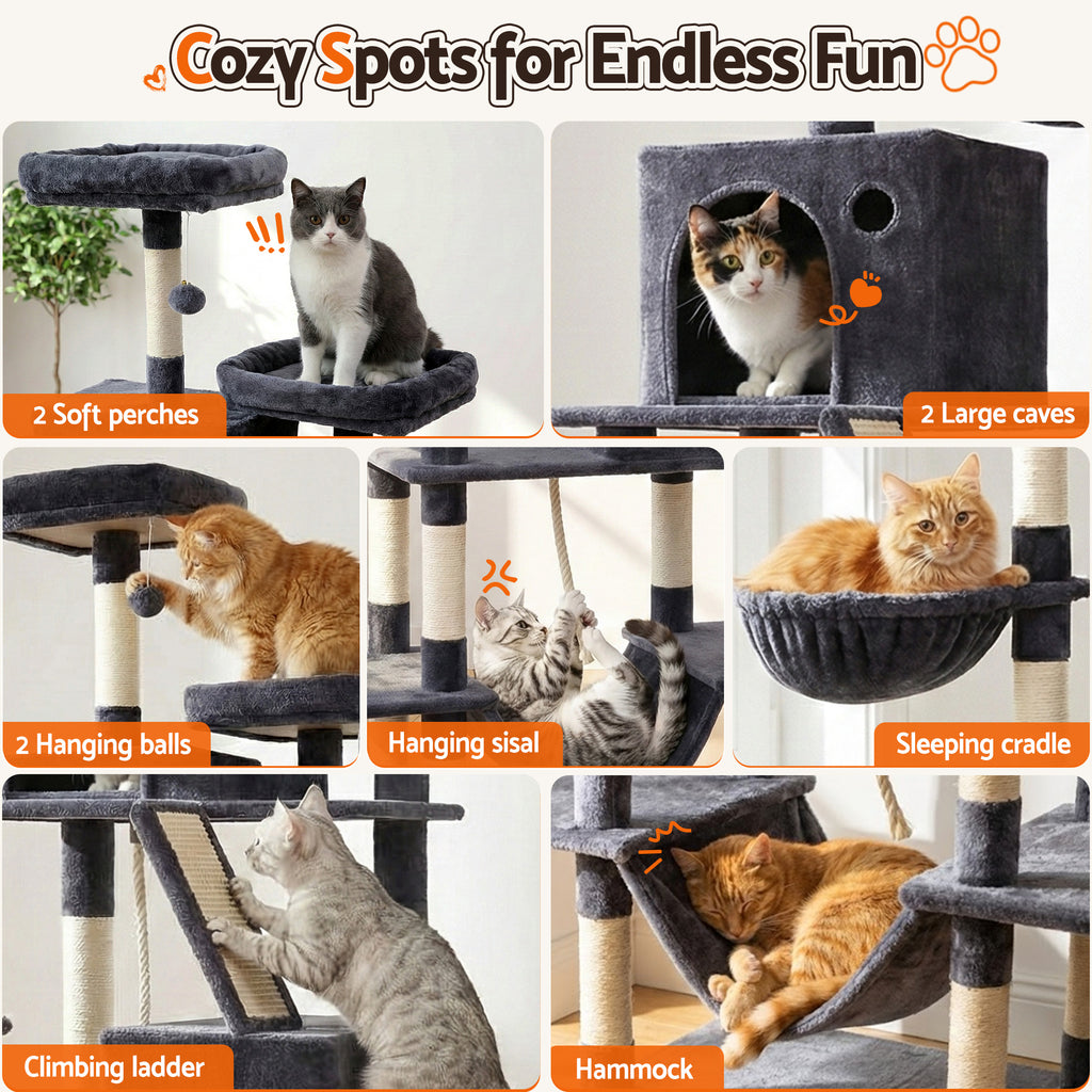 i.Pet Cat Tree Tower 206cm Large Scratching Post Furniture Scratcher