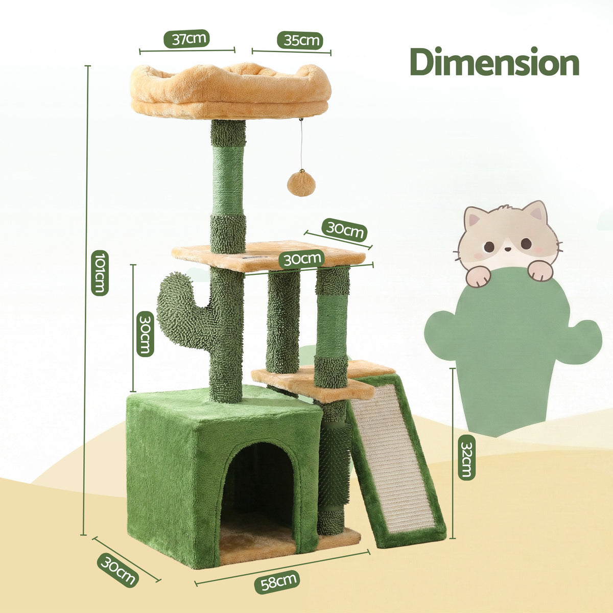 i.Pet Cat Tree Tower 101cm Scratching Post Furniture Scratcher House