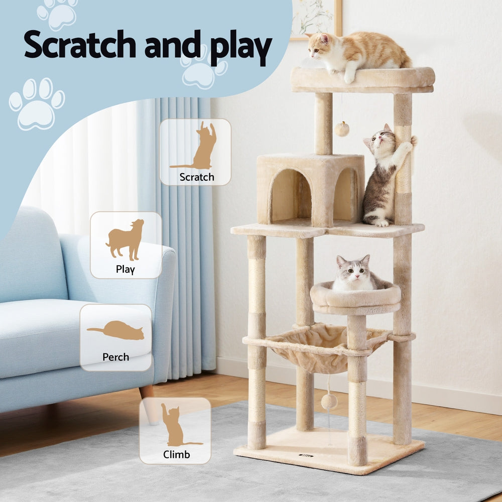 i.Pet Cat Tree 143cm Tower Scratching Post Trees Scratcher Condo
