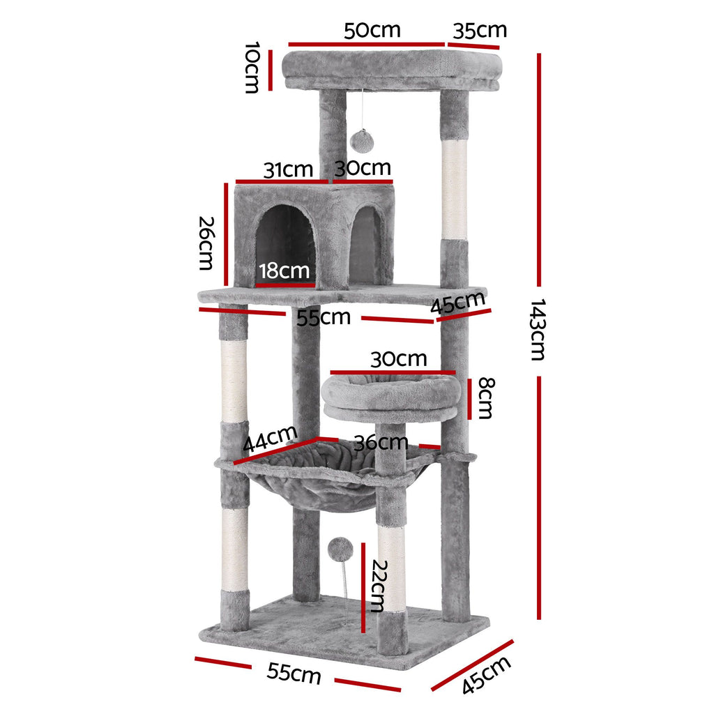i.Pet Cat Tree 143cm Tower Scratching Post Trees Scratcher Condo