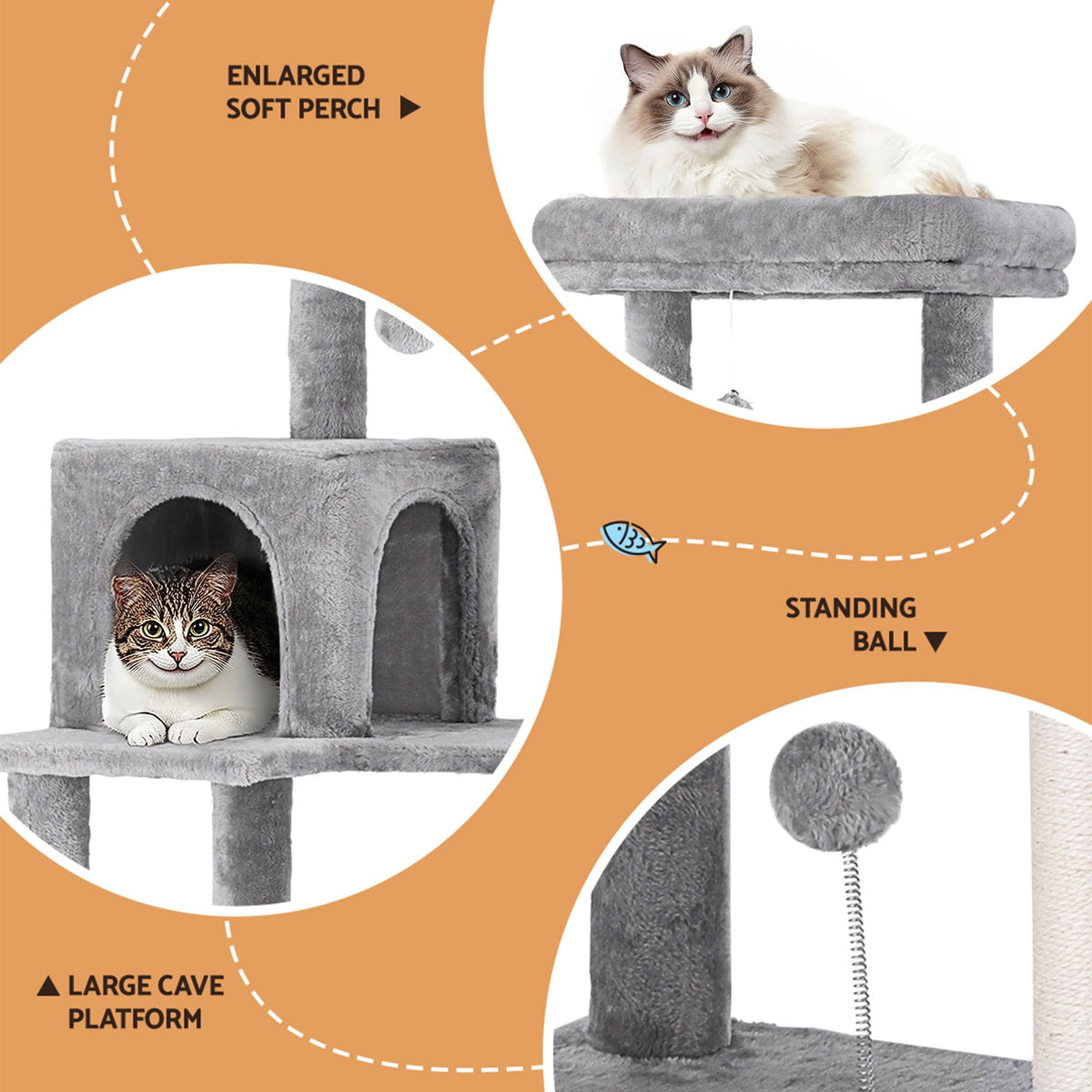 i.Pet Cat Tree 143cm Tower Scratching Post Trees Scratcher Condo