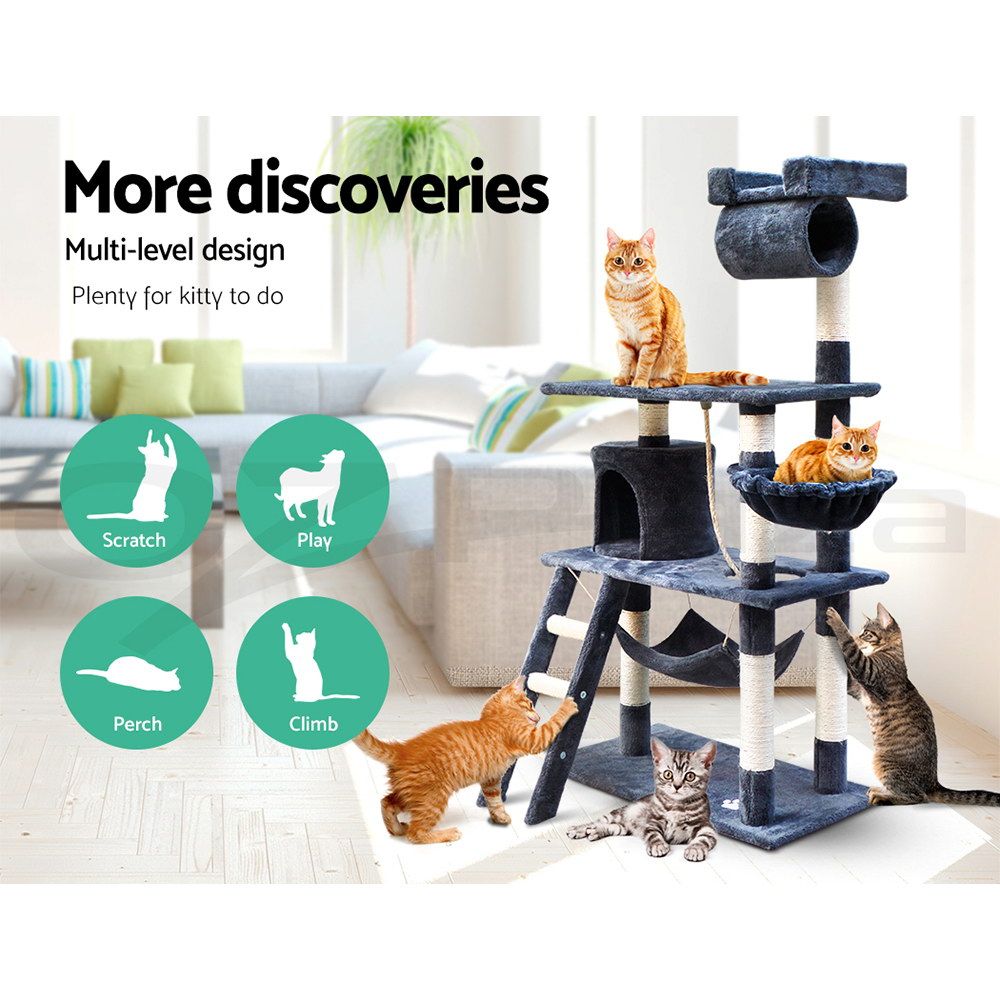 i.Pet Cat Tree 141cm Tower Scratching Post Scratcher Condo Wood House