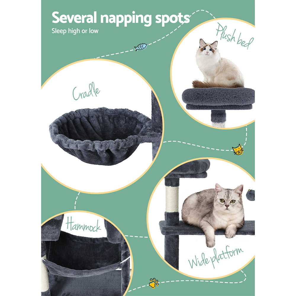 i.Pet Cat Tree 144cm Tower Scratching Post Scratcher Wood Condo Toys