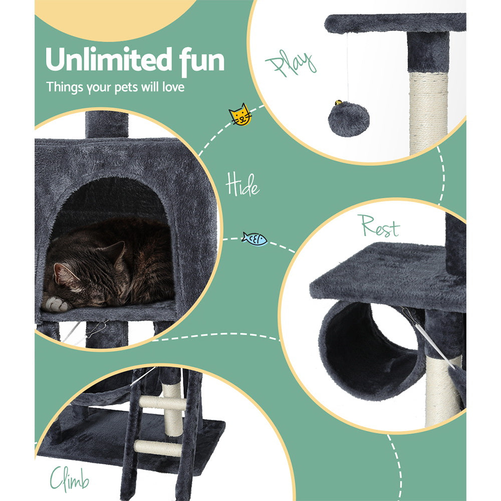i.Pet Cat Tree 144cm Tower Scratching Post Scratcher Wood Condo Toys