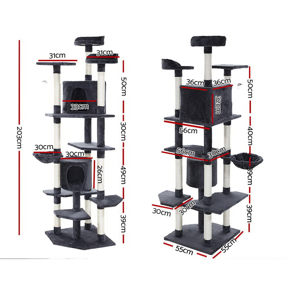 i.Pet Cat Tree 203cm Tower Scratching Post Scratcher Condo Trees