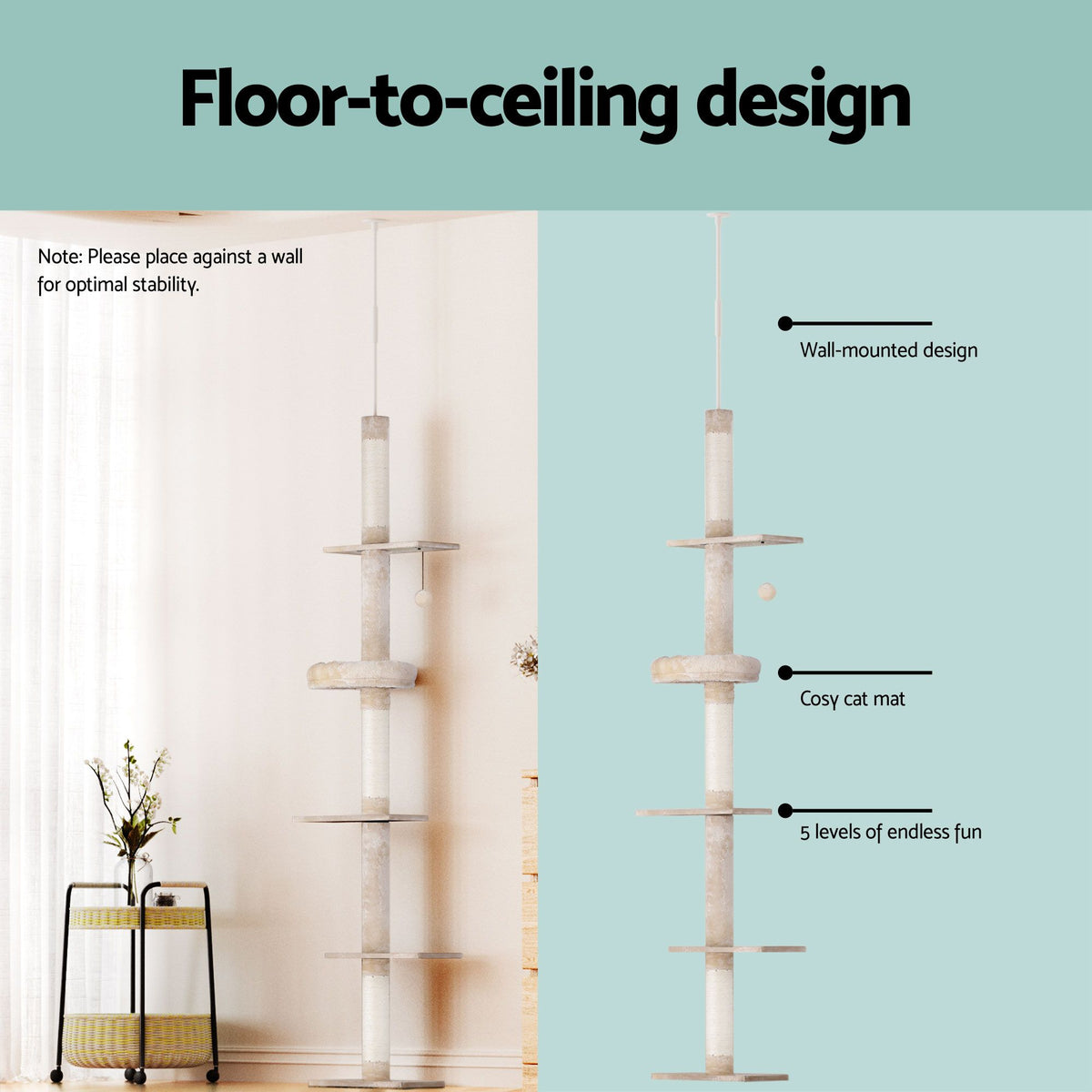 i.Pet Cat Tree 290cm Tower Scratching Cats Post Scratcher Floor