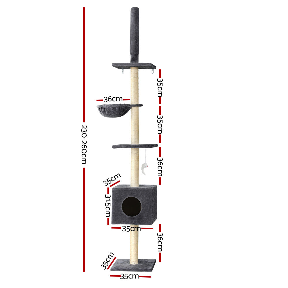i.Pet Cat Tree 260cm Tower Scratching Post Scratcher Floor to Ceiling