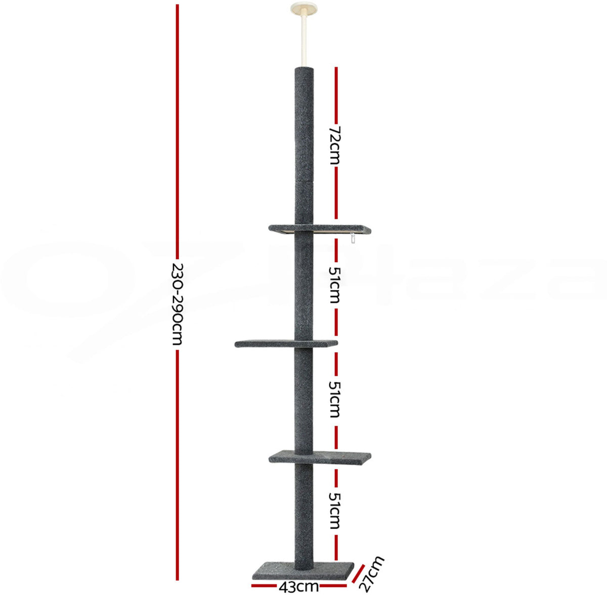 i.Pet Cat Tree 290cm Tower Scratching Post Scratcher Floor to Ceiling
