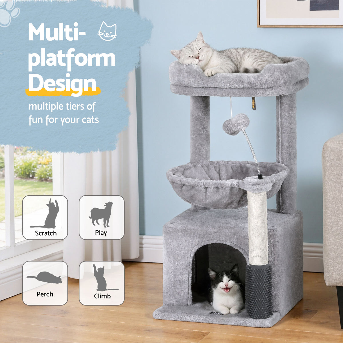i.Pet Cat Tree Tower 82cm Scratching Post Furniture Scratcher House