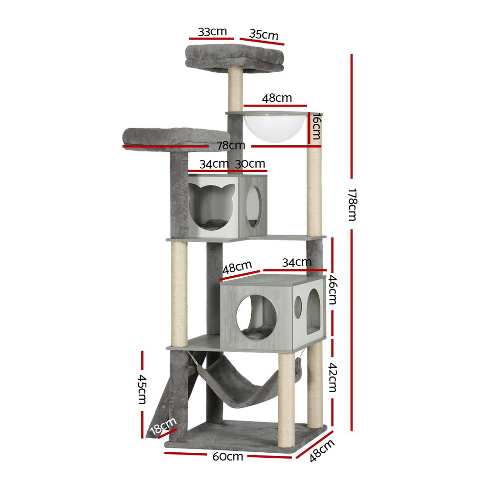 i.Pet Cat Tree 178cm Tower Scratching Post Scratcher Wood Bed Condo