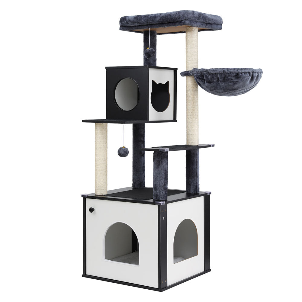 i.Pet Cat Tree Tower Scratching Post Scratcher 144cm Wood Bed Condo
