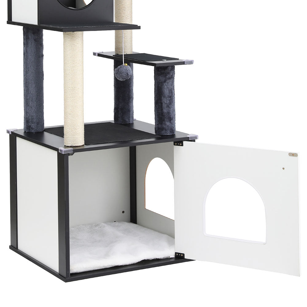 i.Pet Cat Tree Tower Scratching Post Scratcher 144cm Wood Bed Condo