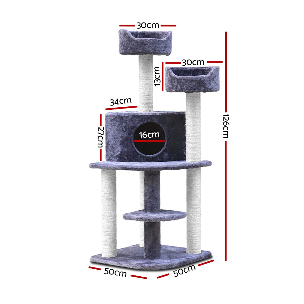 i.Pet Cat Tree 126cm Tower Scratching Post Scratcher Condo Trees