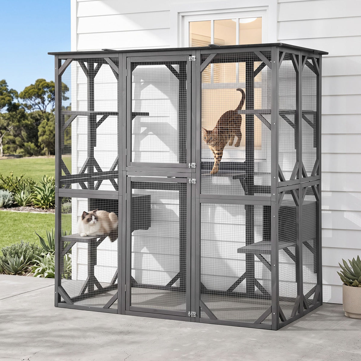 i.Pet Cat House 181cm Outdoor Catio Enclosure Walk-In Large Rabbit