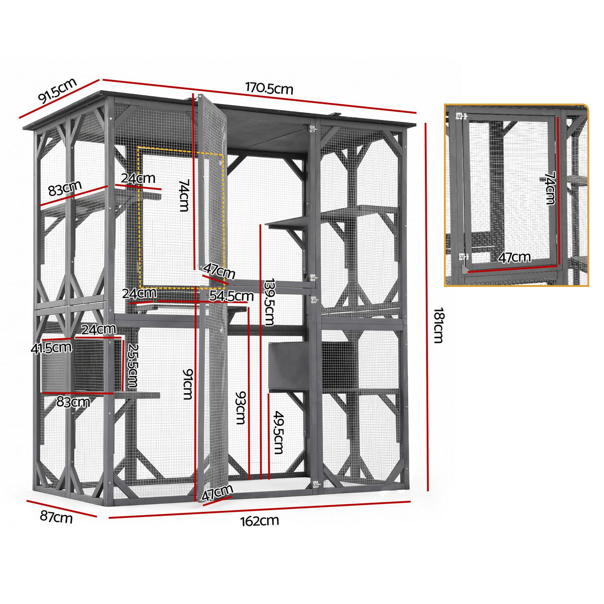 i.Pet Cat House 181cm Outdoor Catio Enclosure Walk-In Large Rabbit