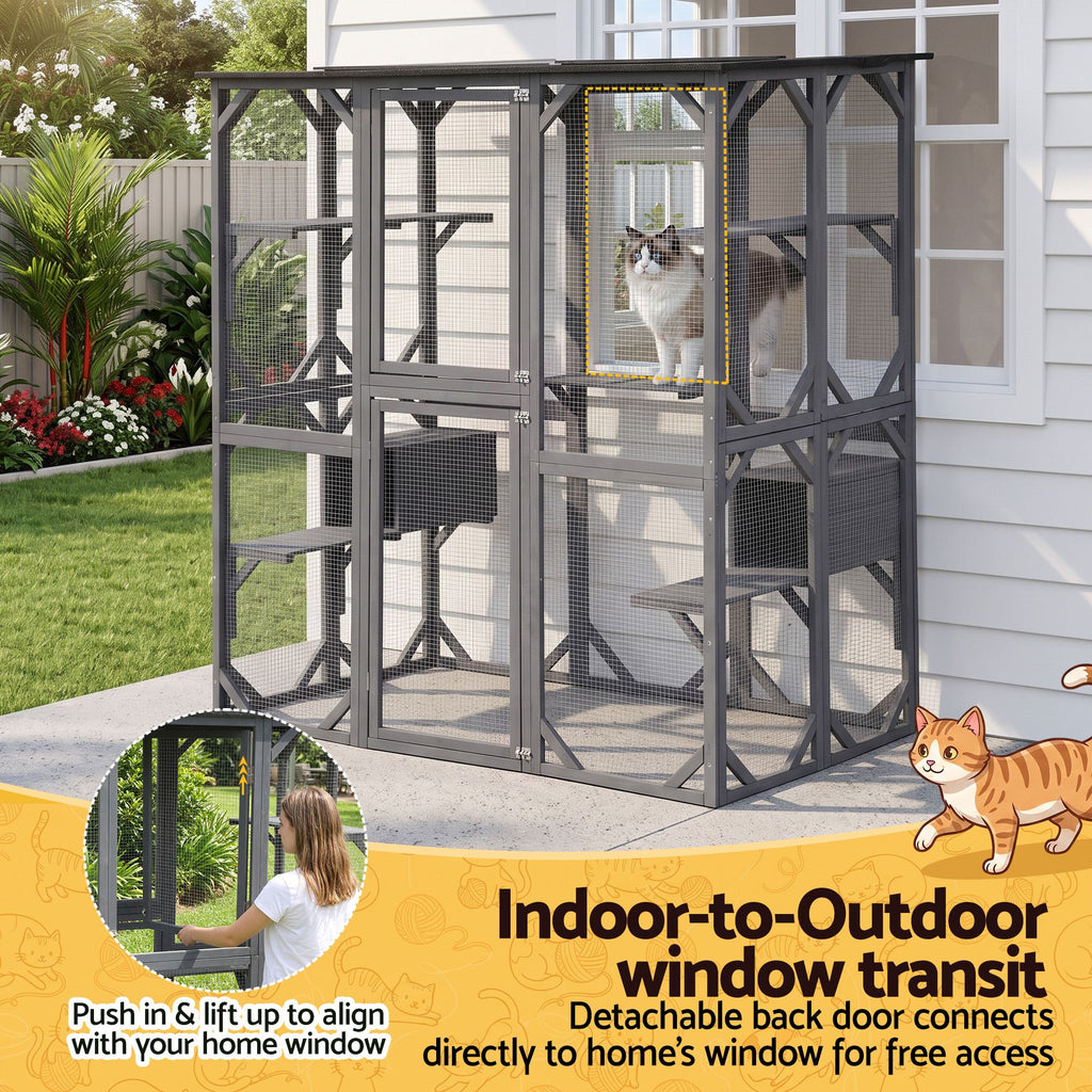 i.Pet Cat House 181cm Outdoor Catio Enclosure Walk-In Large Rabbit