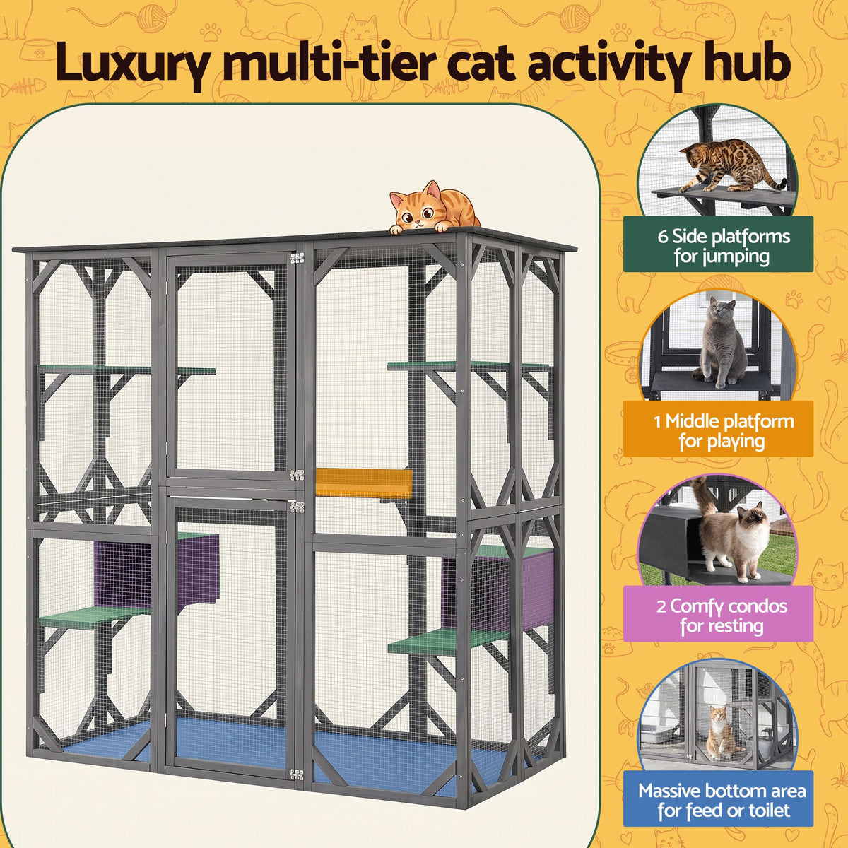 i.Pet Cat House 181cm Outdoor Catio Enclosure Walk-In Large Rabbit