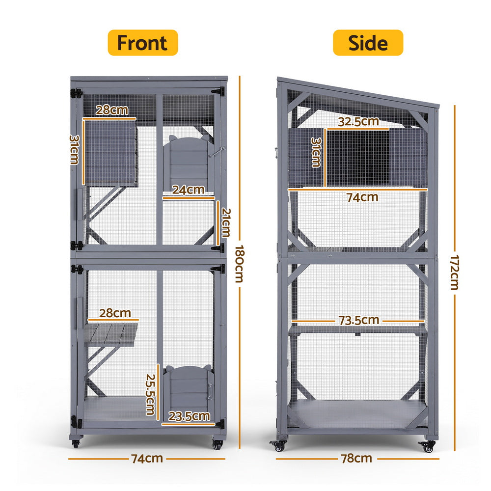 i.Pet Cat House Wooden 180cm Rabbit Hutch Pet Condo Small Dog