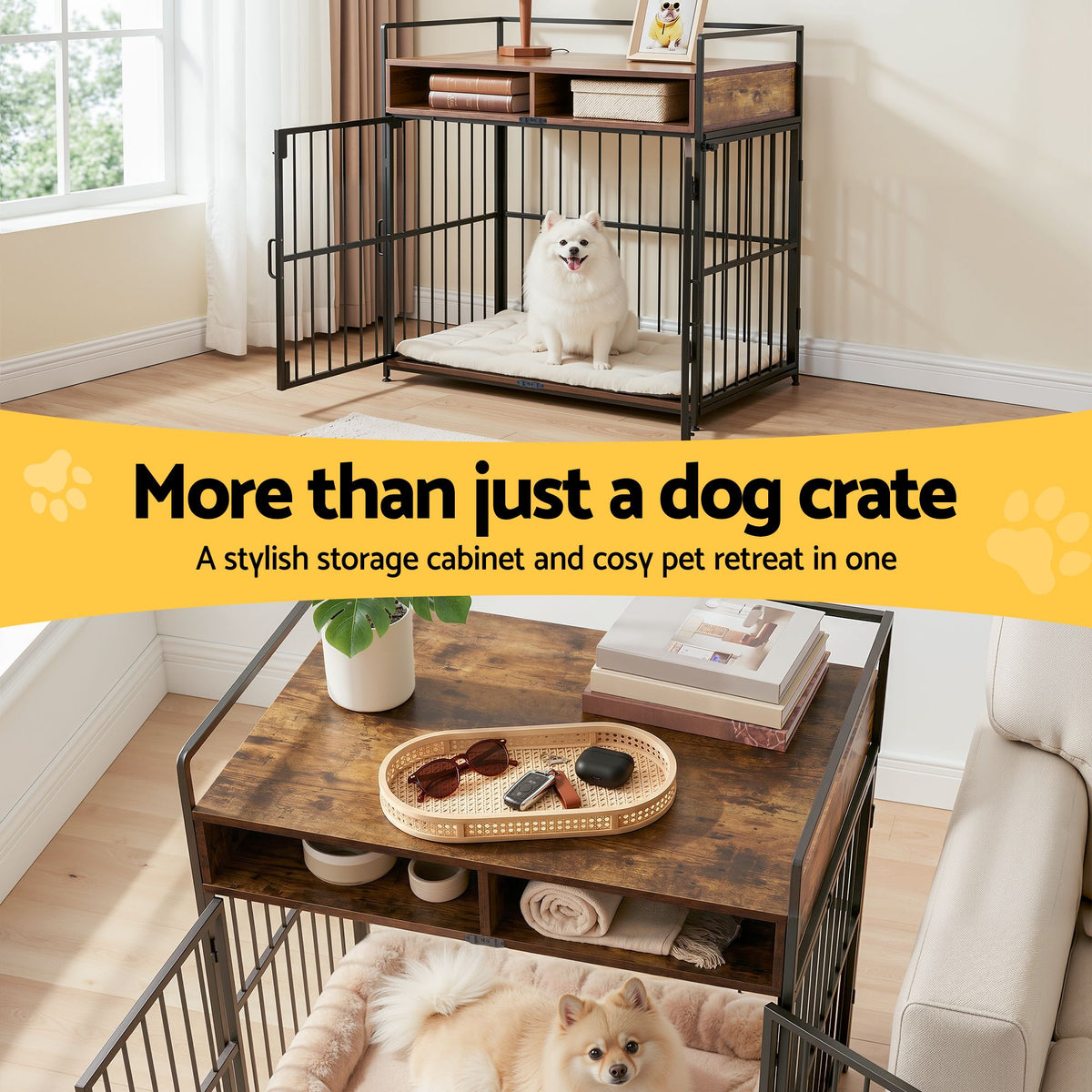 i.Pet 2-in-1 Wooden Dog Crate 104cm Pet Cage Furniture End Table