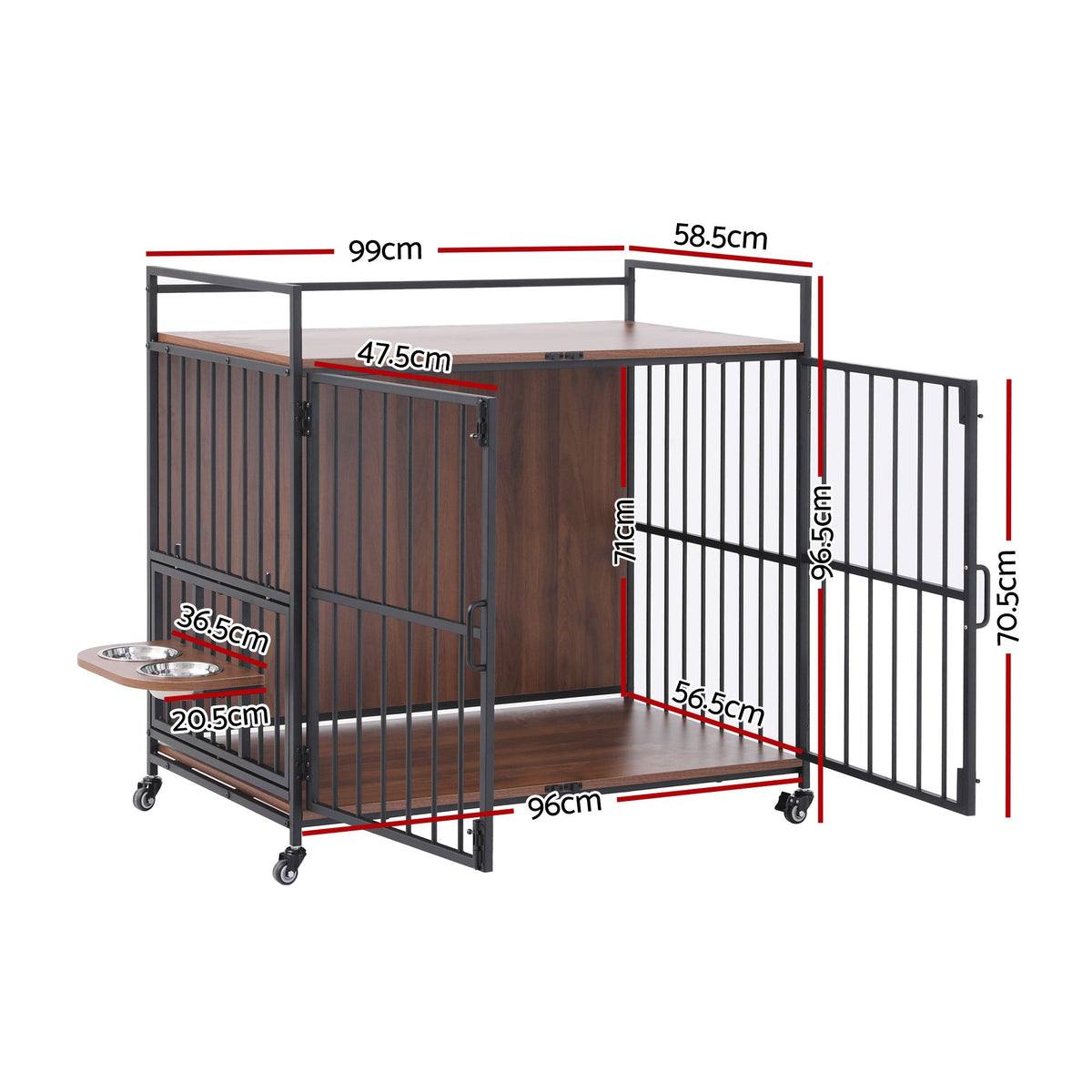 i.Pet 2-in-1 Wooden Dog Crate 99cm Pet Cage Furniture End Table