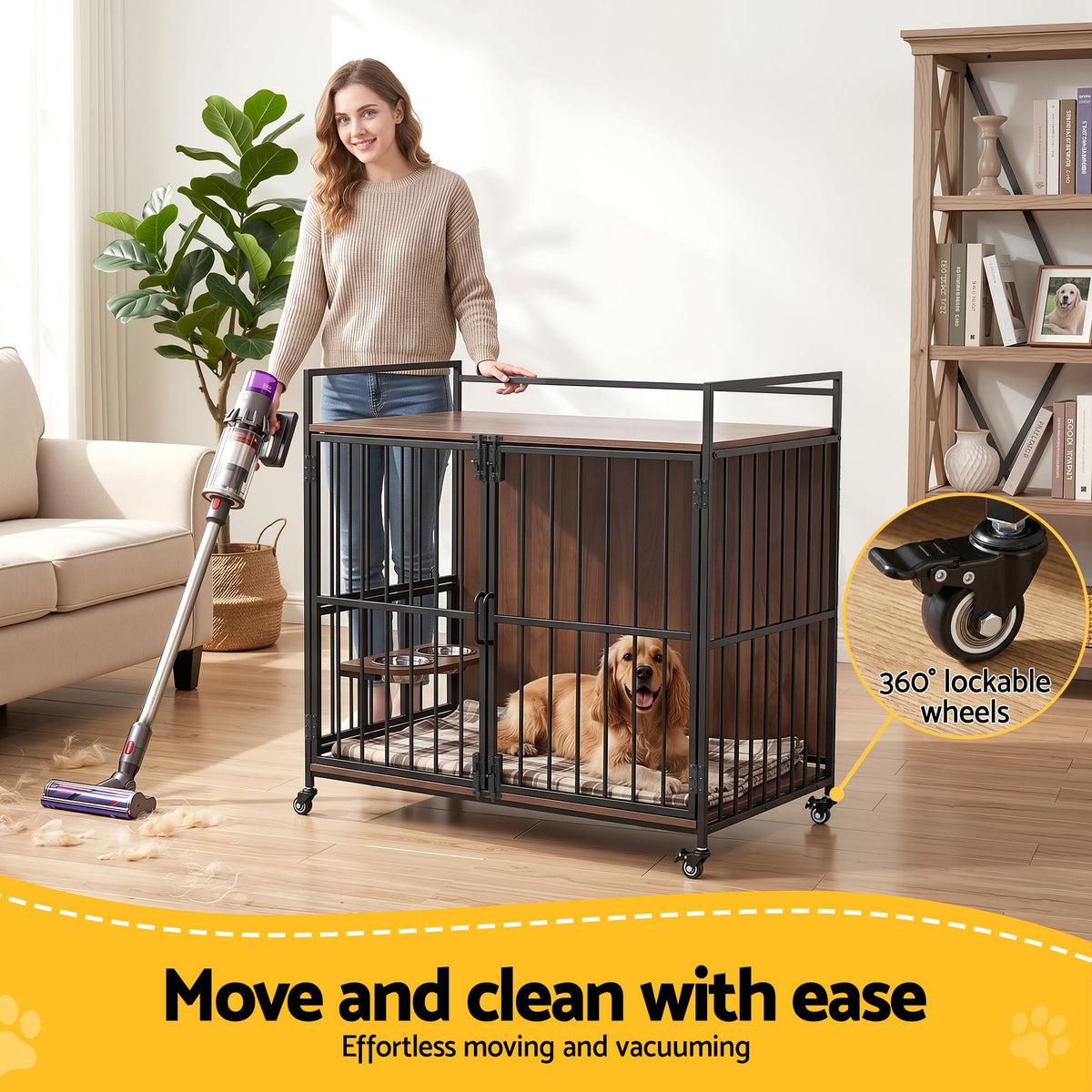 i.Pet 2-in-1 Wooden Dog Crate 99cm Pet Cage Furniture End Table
