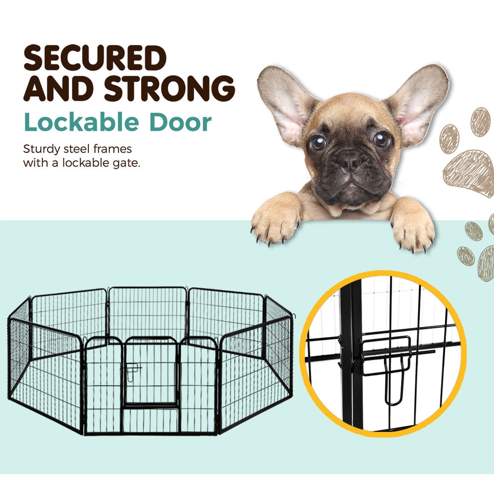 i.Pet 24" 8 Panel Dog Playpen Pet Exercise Cage Enclosure Fence Play