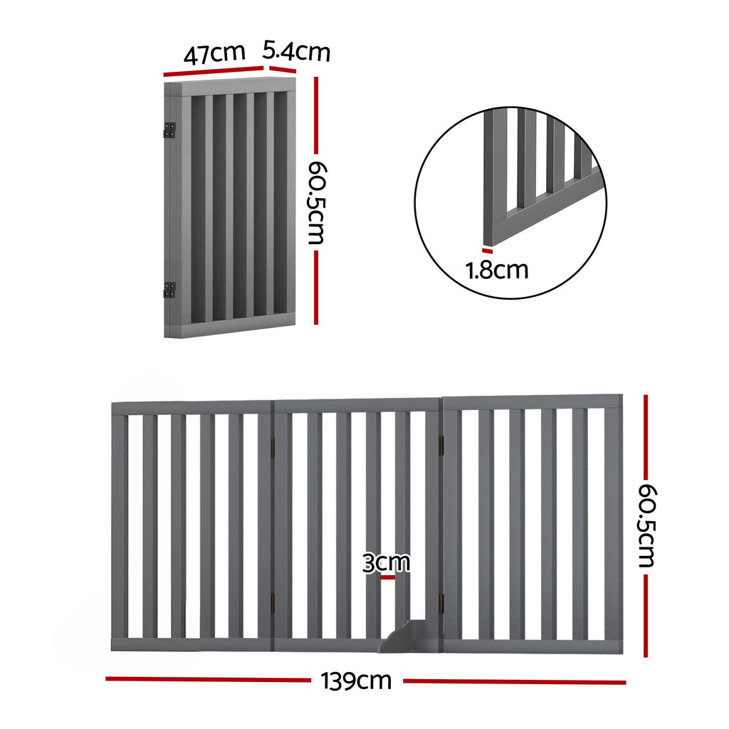 i.Pet Dog Gate Playpen Enclosure 3 Panels Pet Door Fence Wooden Play