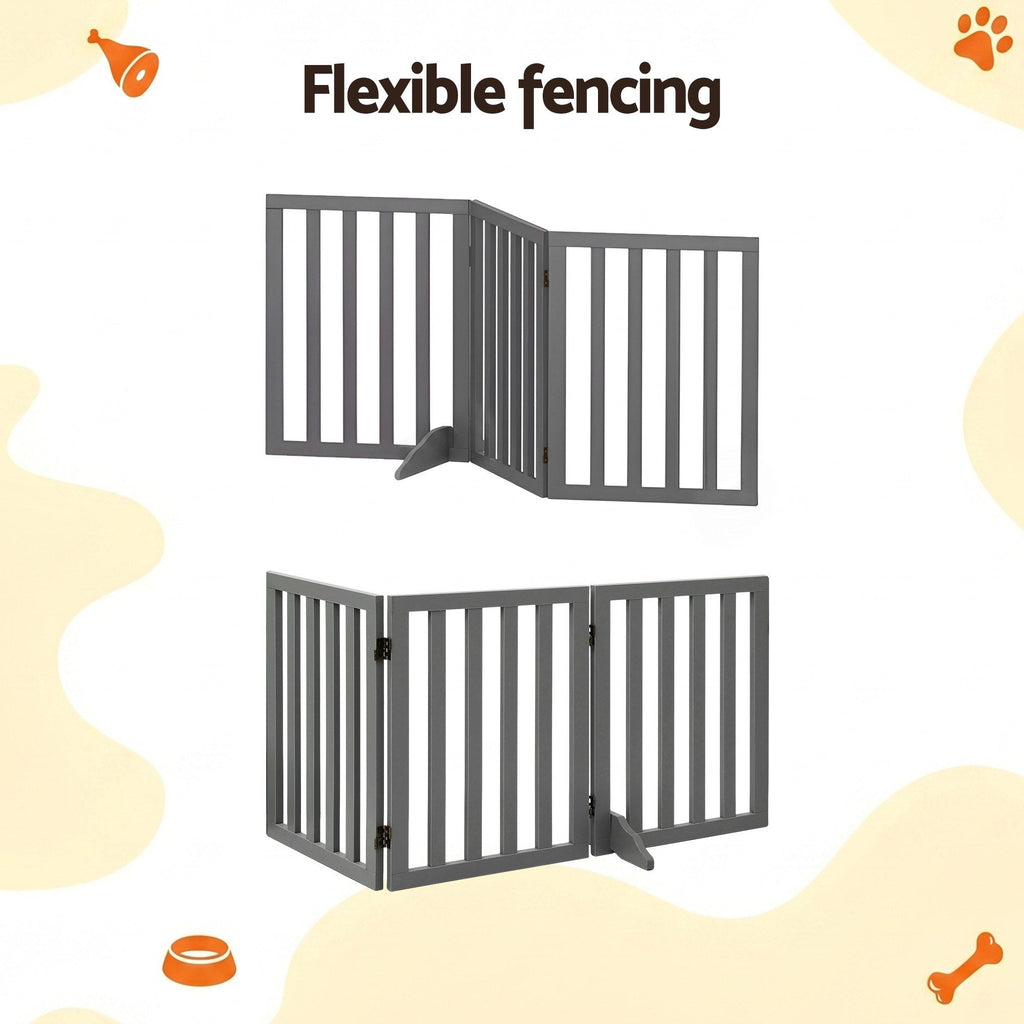 i.Pet Dog Gate Playpen Enclosure 3 Panels Pet Door Fence Wooden Play