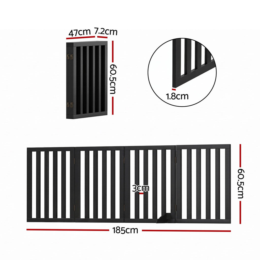 i.Pet Dog Gate Playpen Enclosure 4 Panels Pet Door Fence Wooden Play