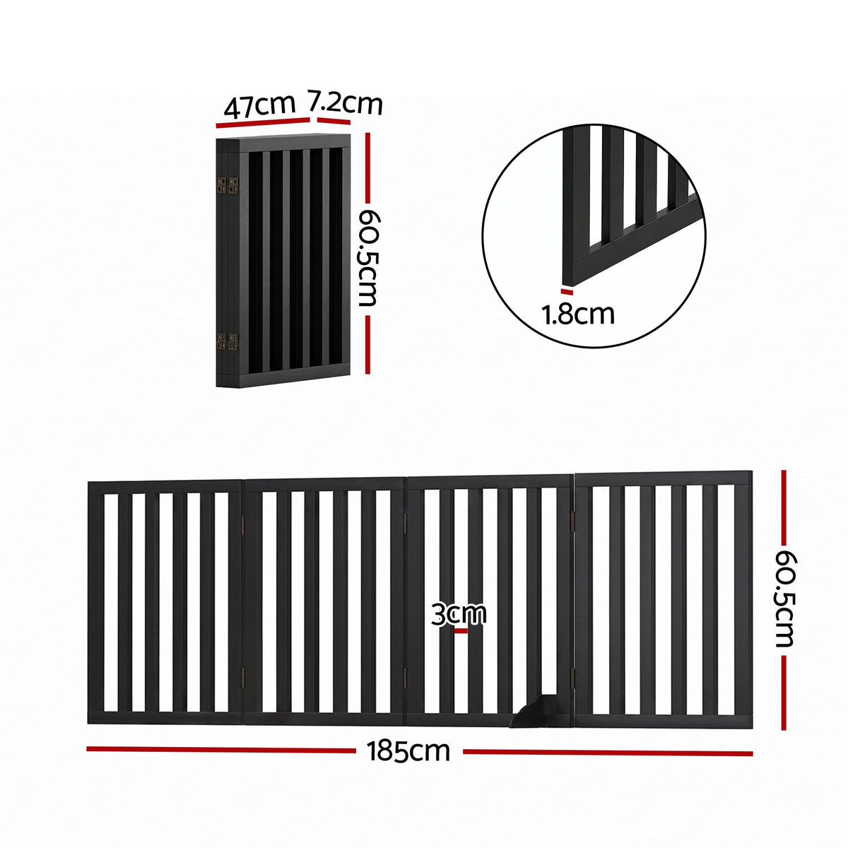i.Pet Dog Gate Playpen Enclosure 4 Panels Pet Door Fence Wooden Play