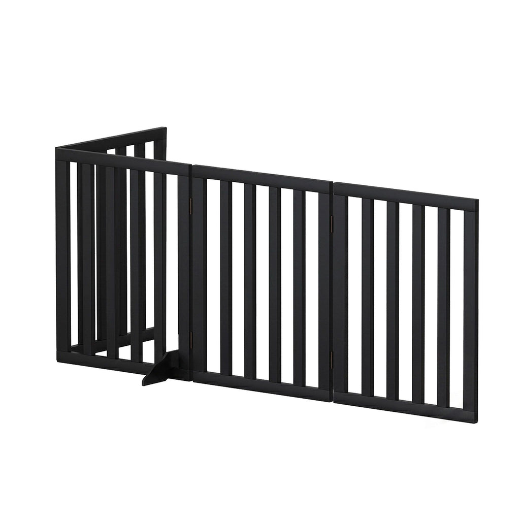 i.Pet Dog Gate Playpen Enclosure 4 Panels Pet Door Fence Wooden Play